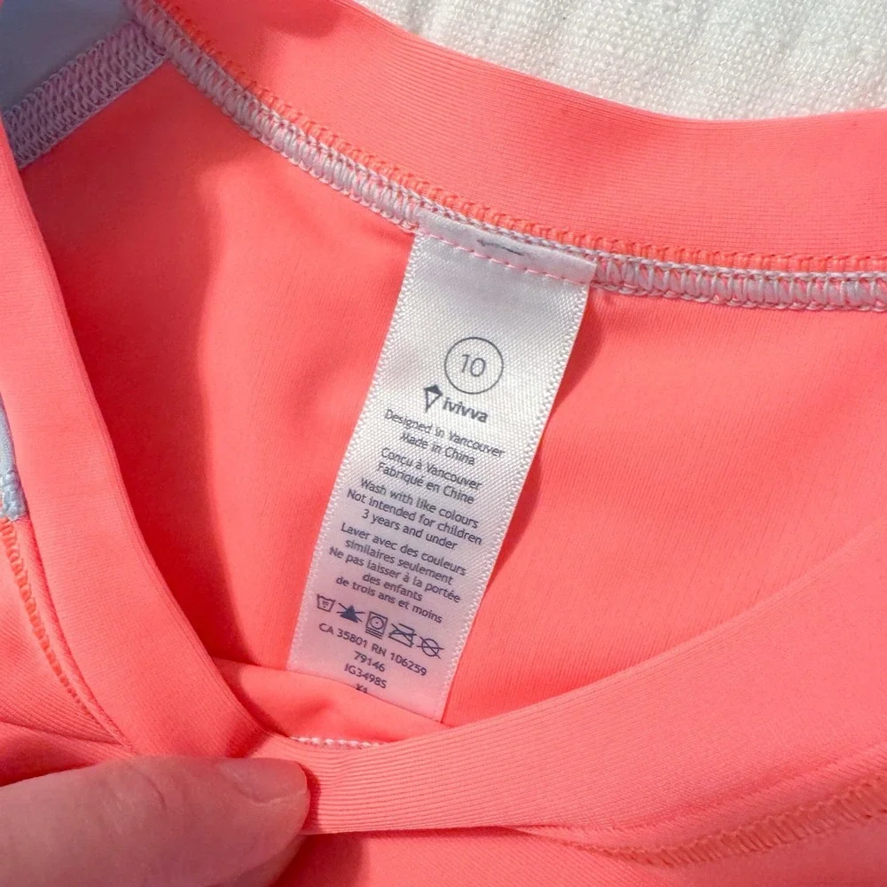 Ivivva by Lululemon Rash Guard Sun Swim Shirt Top‎ Girl's 10 Long Sleeve